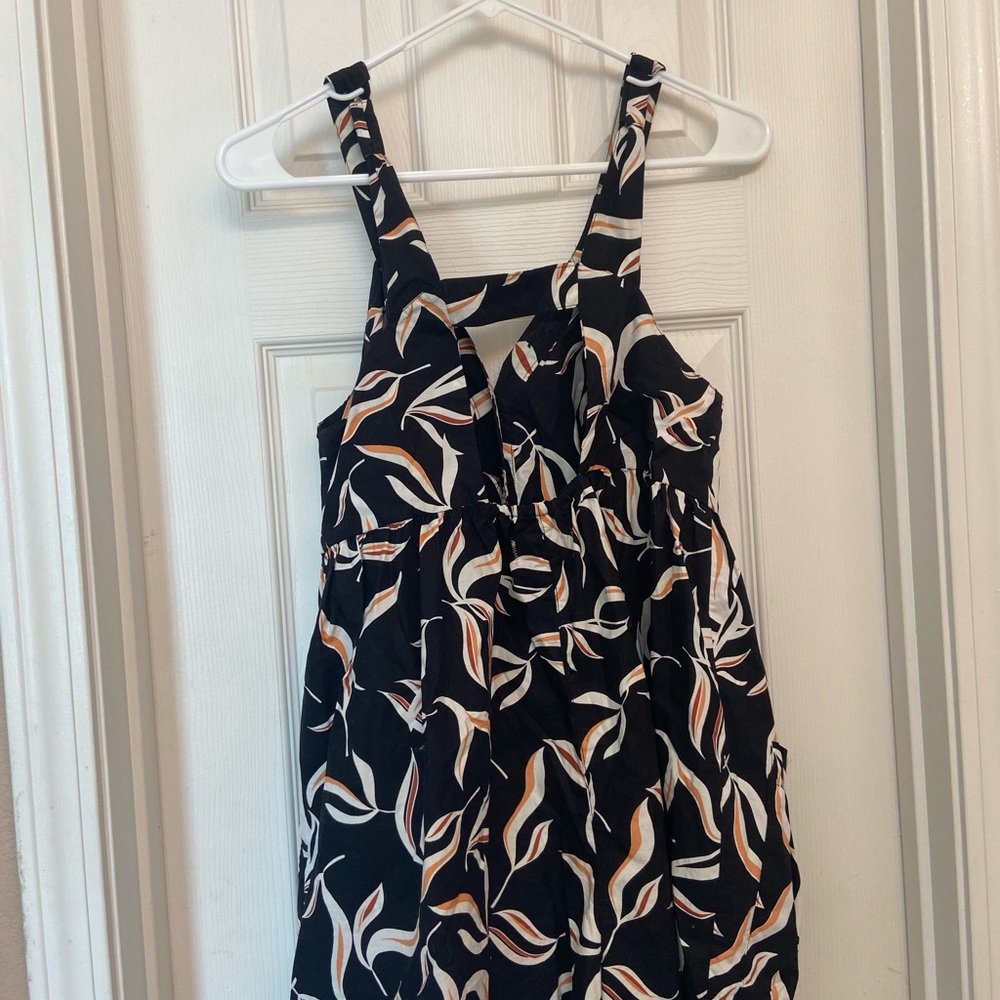 Anthropologie Hei Hei Palma Black Open Back Floral Leaf Print Romper